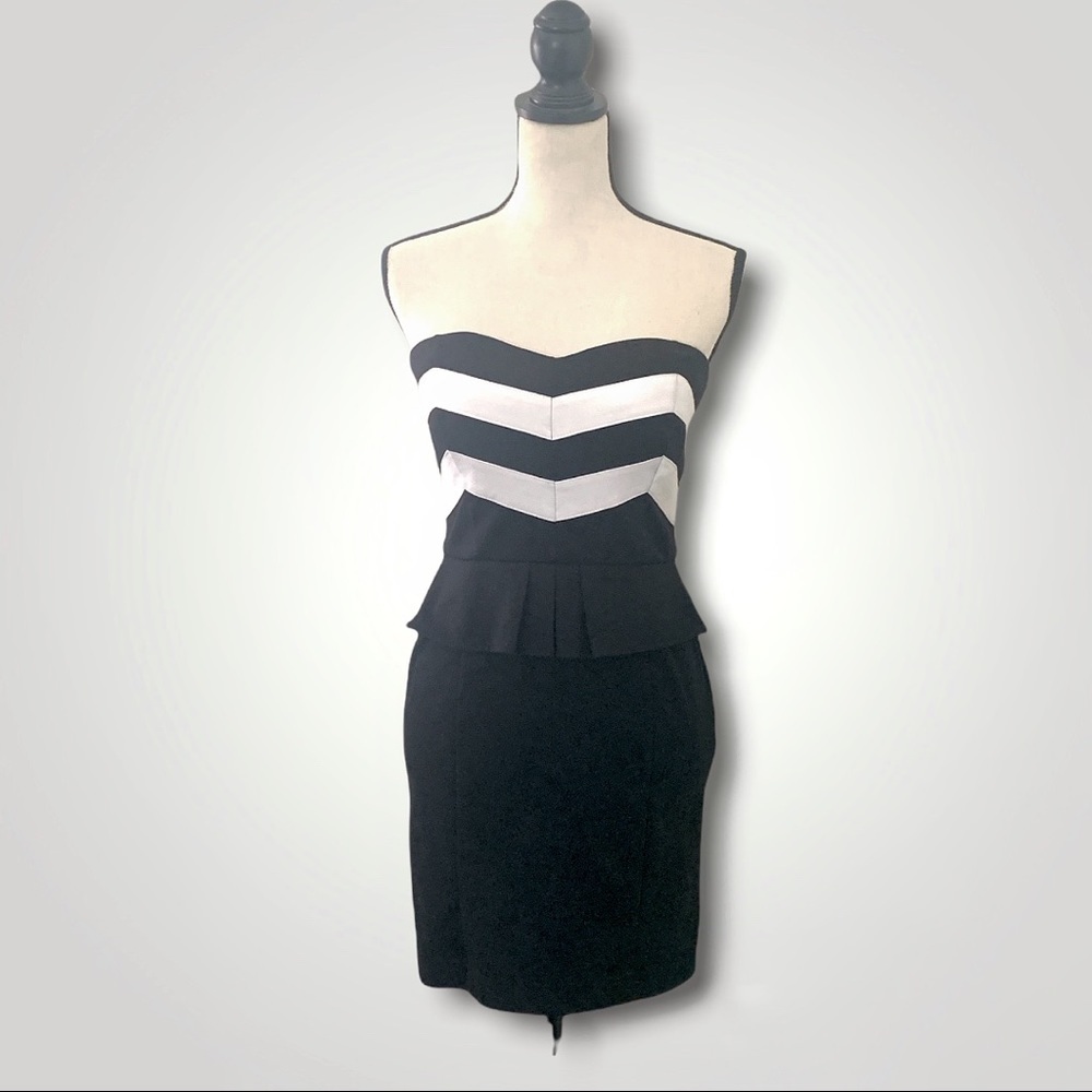 B&W strapless bandage dress